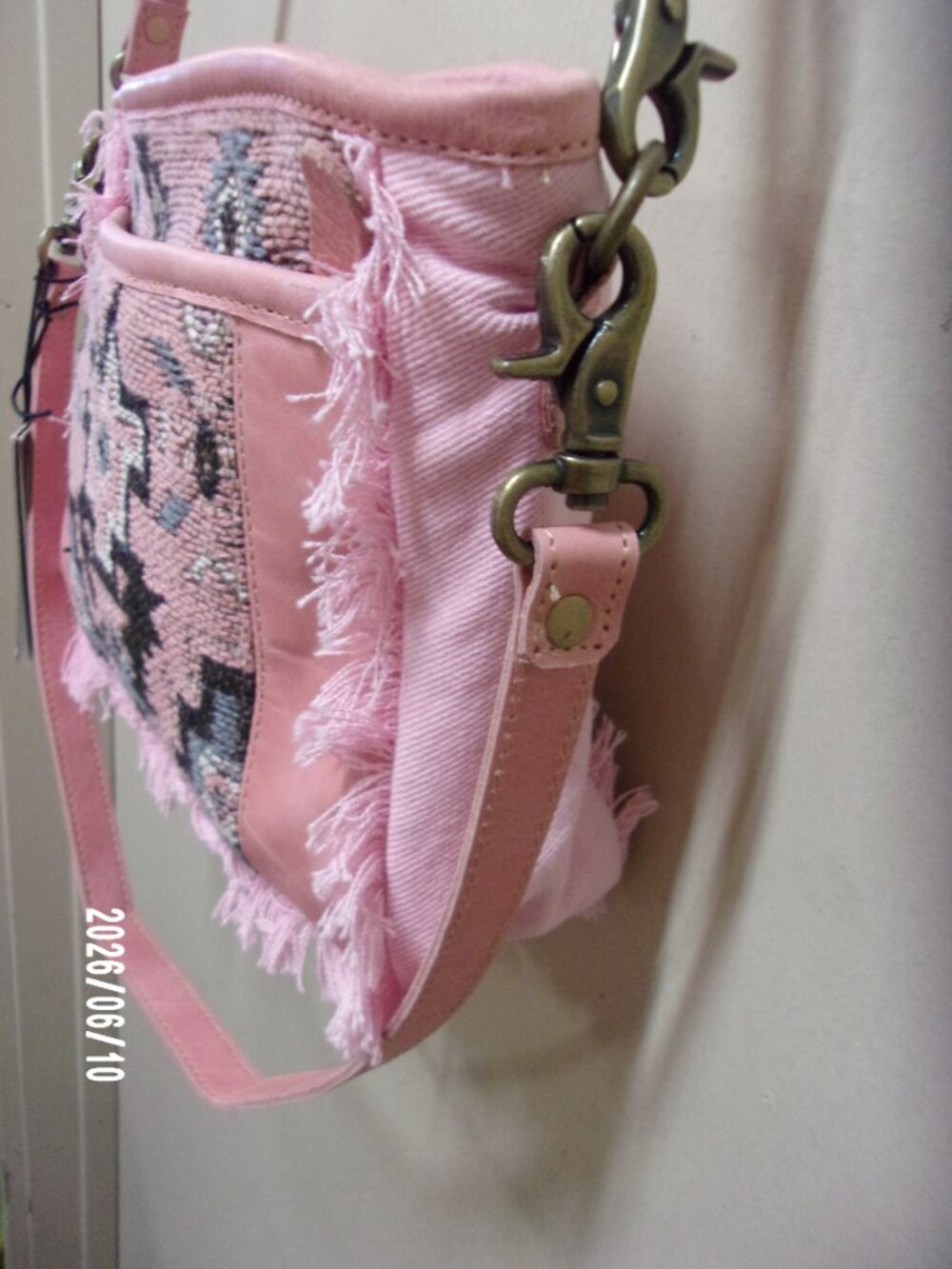 Myra Pink Tapestry & Leather Purse - Picture 5 of 10